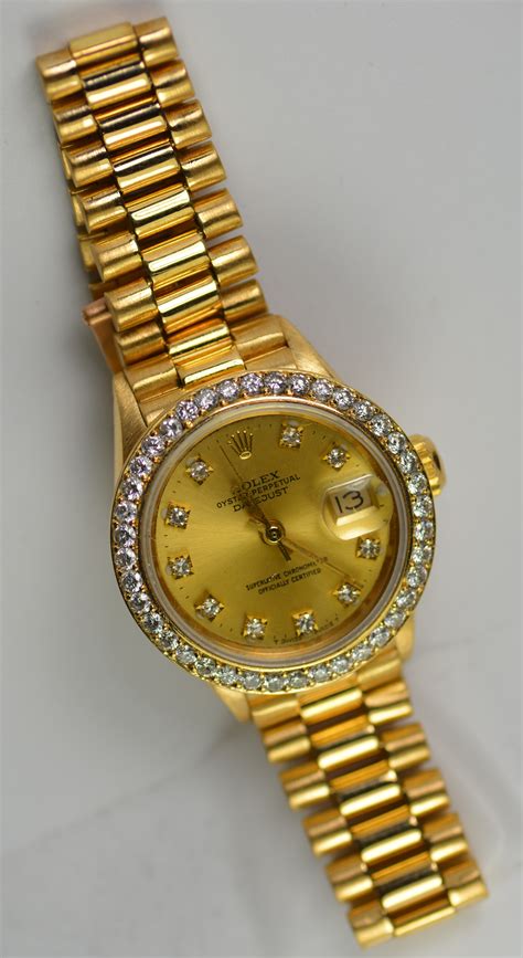 rolex small gold watch women|18k gold rolex women's watch.